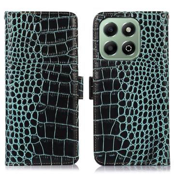 Étui Portefeuille Honor X6b en Cuir avec RFID - Série Crocodile - Vert