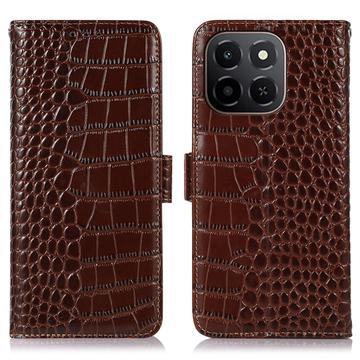 Étui Portefeuille Honor X6c en Cuir avec RFID - Série Crocodile