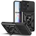 Coque Hybride Honor X7a à Anneau Rotatif avec Protection pour Appareil Photo - Noire