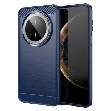 Coque Huawei Mate 70 Pro/70 Pro+ en TPU Brossé - Fibre de Carbone - Bleue