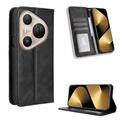 Étui Portefeuille Huawei Pura 80 Ultra avec Fermeture Magnétique Rétro - Noir