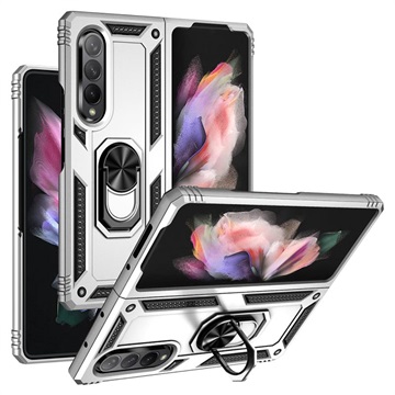 Coque Hybride Samsung Galaxy Z Fold3 5G avec Béquille Métal - Argenté