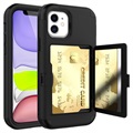 Coque Hybride iPhone 12 Mini avec Miroir et Porte-Cartes - Noire