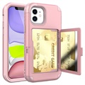 Coque Hybride iPhone 12 Mini avec Miroir et Porte-Cartes - Rose