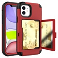 Coque Hybride iPhone 12 Mini avec Miroir et Porte-Cartes - Rouge