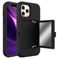Coque Hybride iPhone 12 Pro Max avec Miroir et Porte-Cartes - Noire
