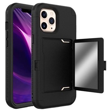 Coque Hybride iPhone 12 Pro Max avec Miroir et Porte-Cartes - Noire