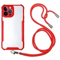 Coque Hybride iPhone 13 Pro Max avec Lanière - Rouge