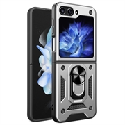 Coque Hybride Samsung Galaxy Z Flip6 avec Support Bague - Argenté