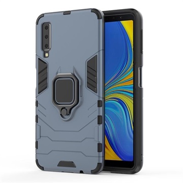 Coque Hybride Samsung Galaxy A7 (2018) avec Support Bague - Grise