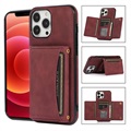 Coque Hybride iPhone 14 Pro Max avec Portefeuille - Vin Rouge