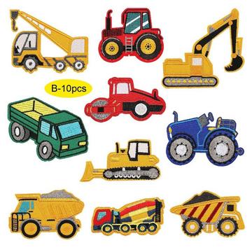 Patchs thermocollants avec véhicules pour vêtements - 10 Pcs. - Machines de chantier