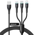 JOYROOM SA33-1T3 Starry Series 1.2m 3-in-1 Data Cable USB-A to IP+Type-C+Micro 3.5A Charging Cable