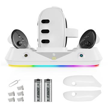 JYS MQ001 For Oculus / Meta Quest 3 Magnetic Charging Dock RGB Light VR Headset Display Stand VR Accessories (Emballage ouvert - Satisfaisant Bulk)