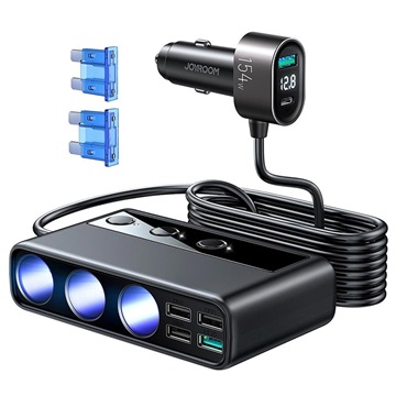 Chargeur Voiture USB Multi Port Joyroom JR-CL06 154W - PD, QC3.0 - Noir