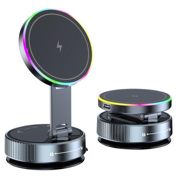K3 Support magnétique rotatif pour voiture/chargeur sans fil avec lumière colorée