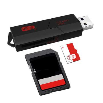 KAWAU C307DUO Adaptateur USB 2-en-1 USB 3.0 vers lecteur de cartes mémoire pour cartes SD / SDHC / SDXC / TF