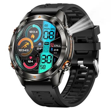 KT80 Sports Smart Watch - Étanche 3ATM, Appel Bluetooth, 1.46" Écran tactile HD, Lampe de poche intégrée - Noir