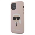 Coque iPhone 12/12 Pro en Silicone Karl Lagerfeld - Rose Clair