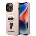 Coque iPhone 15 Pro Max en Silicone Karl Lagerfeld Ikonik - Rose