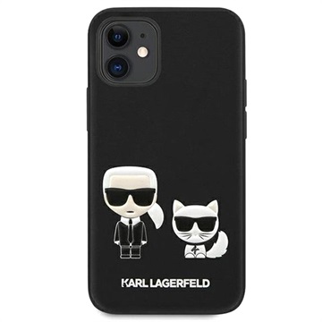 Coque iPhone 13 Mini en Silicone Karl Lagerfeld Karl & Choupette - Noire