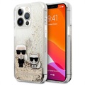 Coque iPhone 13 Pro Max Karl Lagerfeld Liquid Glitter Karl & Choupette - Dorée