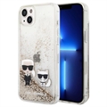 Coque iPhone 13 Pro Max Karl Lagerfeld Liquid Glitter Karl & Choupette - Dorée