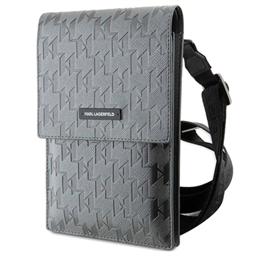 Sac à Bandoulière Smartphone Karl Lagerfeld - Monogram Plate - Argenté