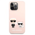 Coque iPhone 13 Pro Max en Silicone Karl Lagerfeld Karl & Choupette - Rose Clair