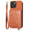 Coque iPhone 14 Plus avec Portefeuille Série Geometry - Marrone