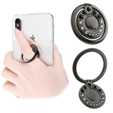 Support Bague pour Smartphone Kingxbar Swarovski 360° Rotation - Noir