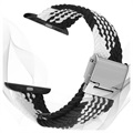 Bracelet Apple Watch Series 7/SE/6/5/4/3/2 Tricoté - 45mm/44mm/42mm - Noir / Blanc