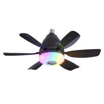 LEC017R Ventilateur de plafond gradable RGB à 3 vitesses avec haut-parleur Bluetooth - Noir