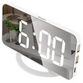 Réveil LED avec Affichage Numérique et Miroir TS-8201 - Blanc