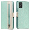 Étui Portefeuille Samsung Galaxy A52 5G, Galaxy A52s Lace Pattern - Vert