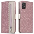 Étui Portefeuille Samsung Galaxy A52 5G, Galaxy A52s Lace Pattern - Rose