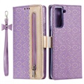 Étui Portefeuille Samsung Galaxy S21 FE 5G Lace Pattern - Violet