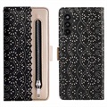 Étui Portefeuille Samsung Galaxy A13 5G Lace Pattern - Noir