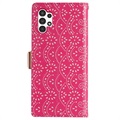 Étui Portefeuille Samsung Galaxy A13 Lace Pattern - Rose Vif