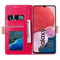 Étui Portefeuille Samsung Galaxy A13 Lace Pattern - Rose Vif