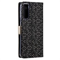 Étui Portefeuille Samsung Galaxy S21 5G Lace Pattern - Noir