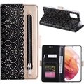 Étui Portefeuille Samsung Galaxy A53 Lace Pattern - Noir