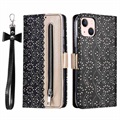 Étui Portefeuille iPhone 14 Max Lace Pattern - Noir