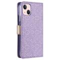 Étui Portefeuille iPhone 14 Lace Pattern - Violet