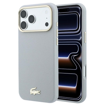 Coque iPhone 18 Pro Lacoste Champs Élysées - MagSafe Compatible - Gris Clair