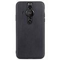 Coque Sony Xperia Pro-I en TPU Revêtue de Cuir - Noire