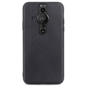 Coque Sony Xperia Pro-I en TPU Revêtue de Cuir - Noire
