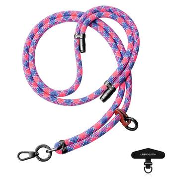 Leeu Design Lanière de téléphone universelle à rayures - 160cm, 8mm - Rose Vif / Violet