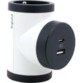 Legrand 049437 Prise double rotative avec 2 prises latérales 2P+T et USB-A/USB-C - Blanc / Gris foncé