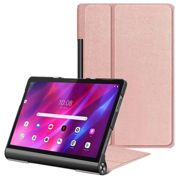 Étui à Rabat Lenovo Yoga Tab 11 avec Fonction Support - Rose Doré